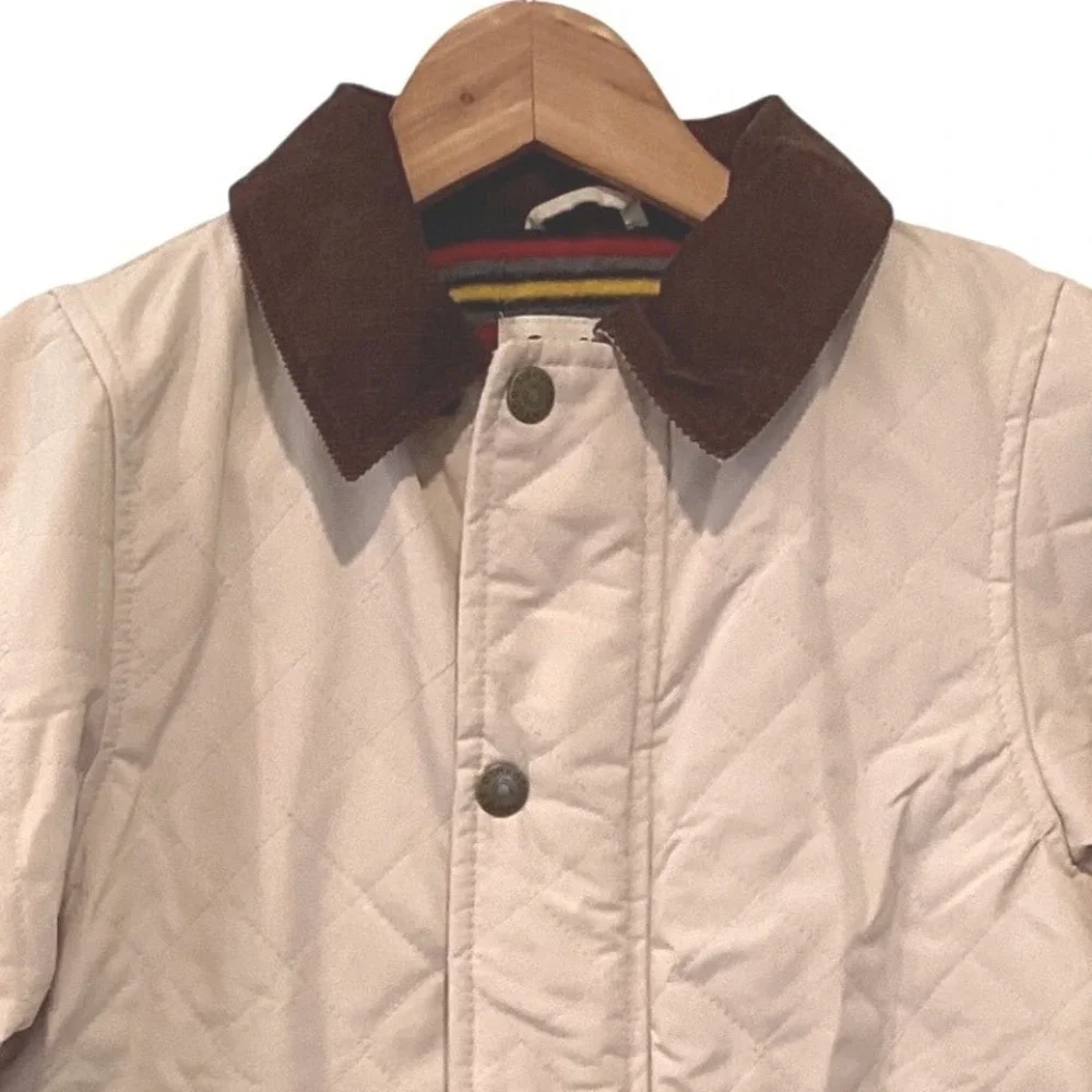 OshKosh Kids Tan Quilted Barn Jacket Corduroy Collar Fleece Lined - Size 8